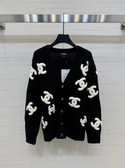 pull cardigan à grand logo