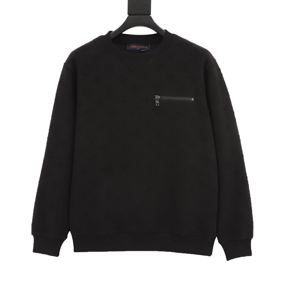 Heavy Industry bedrucktes Jacquard-Sweatshirt mit Reißverschluss und Rundhalsausschnitt