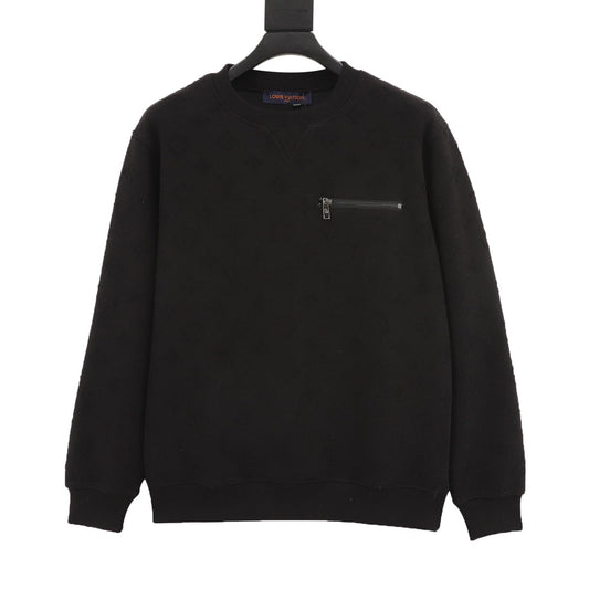 Heavy Industry bedrucktes Jacquard-Sweatshirt mit Reißverschluss und Rundhalsausschnitt