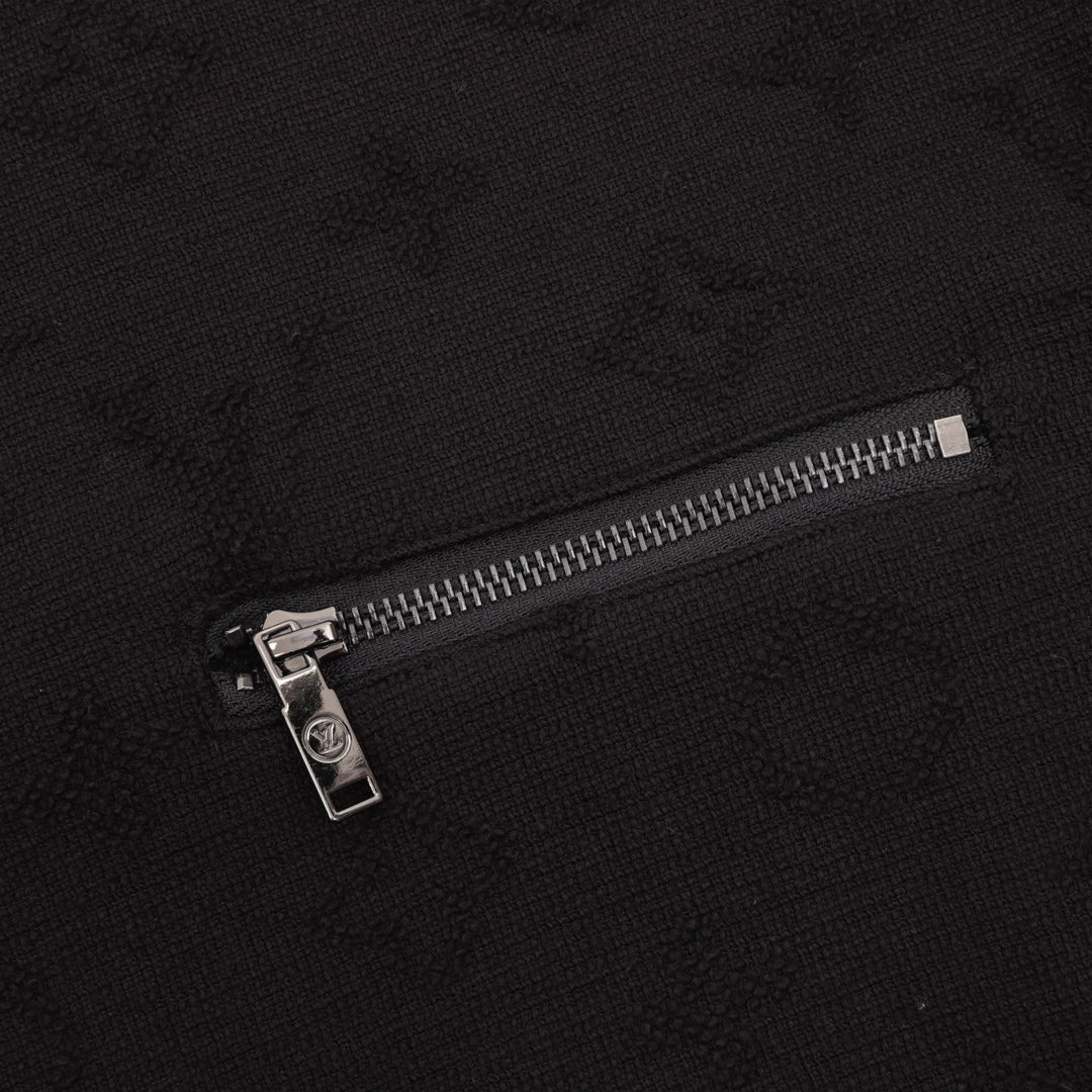 Heavy Industry bedrucktes Jacquard-Sweatshirt mit Reißverschluss und Rundhalsausschnitt