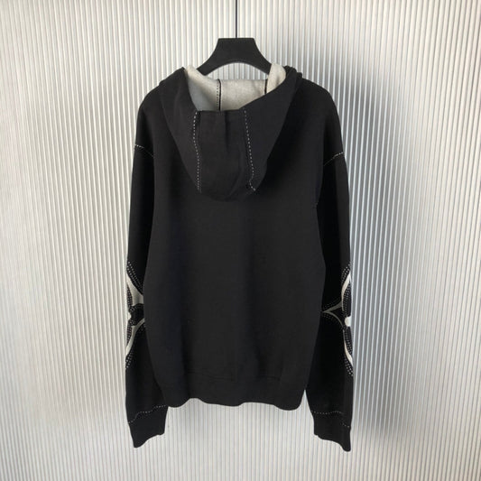 Nouveau sweat-shirt à capuche en coton avec fermeture éclair intarsia