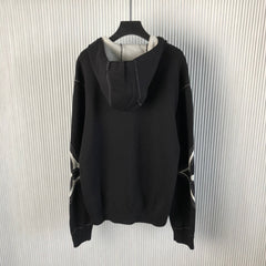 Nouveau sweat-shirt à capuche en coton avec fermeture éclair intarsia