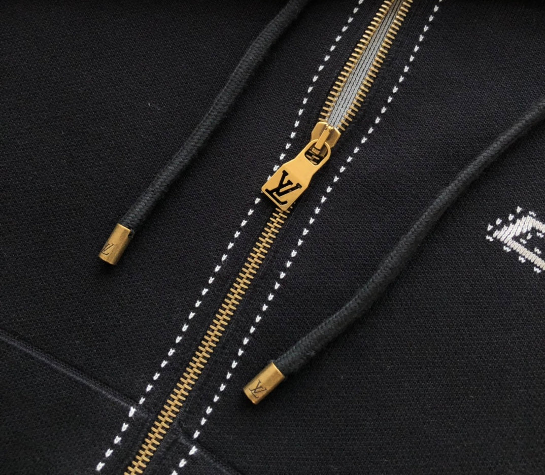 Neues Kapuzensweatshirt aus Baumwolle mit Intarsien-Reißverschluss