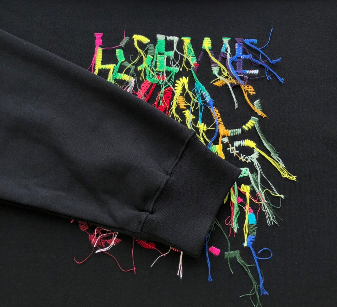 Sweat-shirt en coton à franges colorées