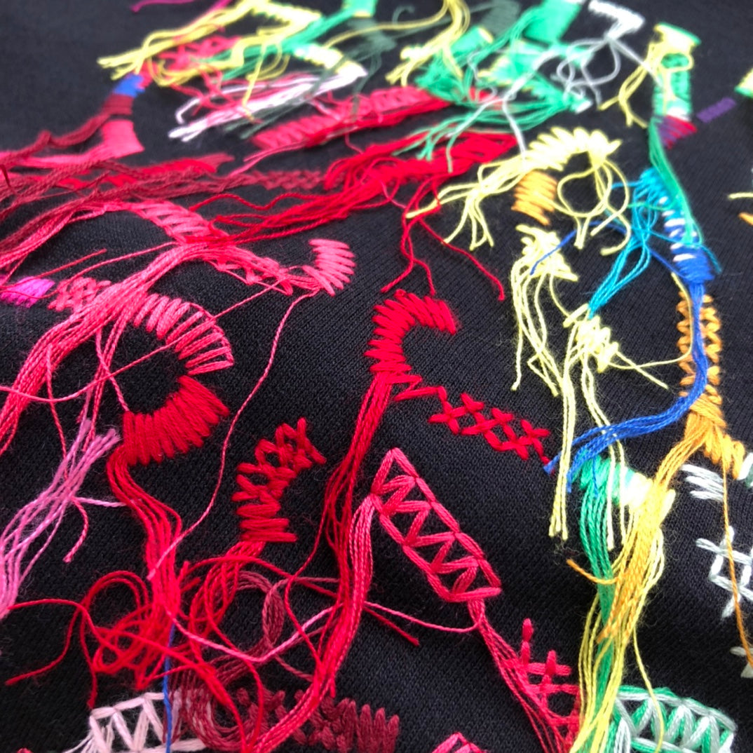 Sweat-shirt en coton à franges colorées