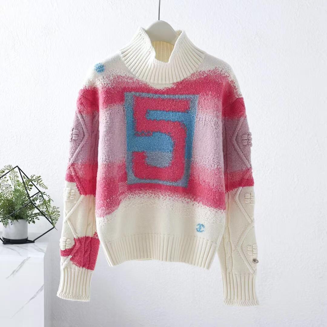 New Colorblock Long Sleeve Pullover Knitted Sweater