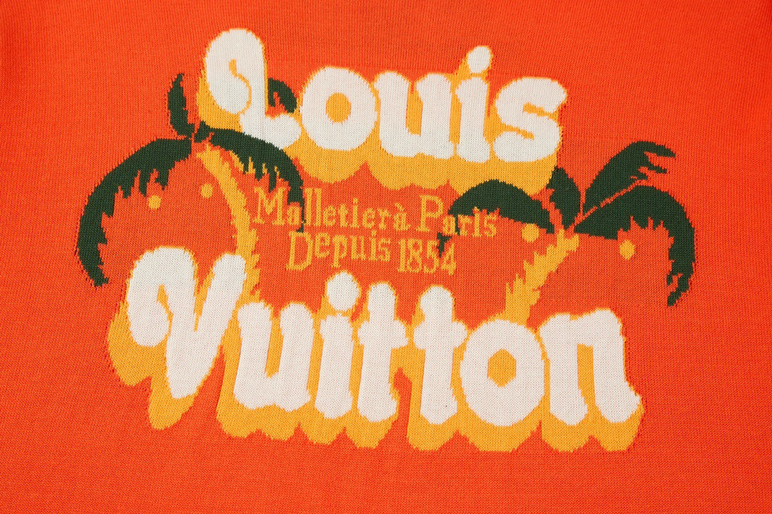 Manches courtes en tricot jacquard avec lettres en noix de coco