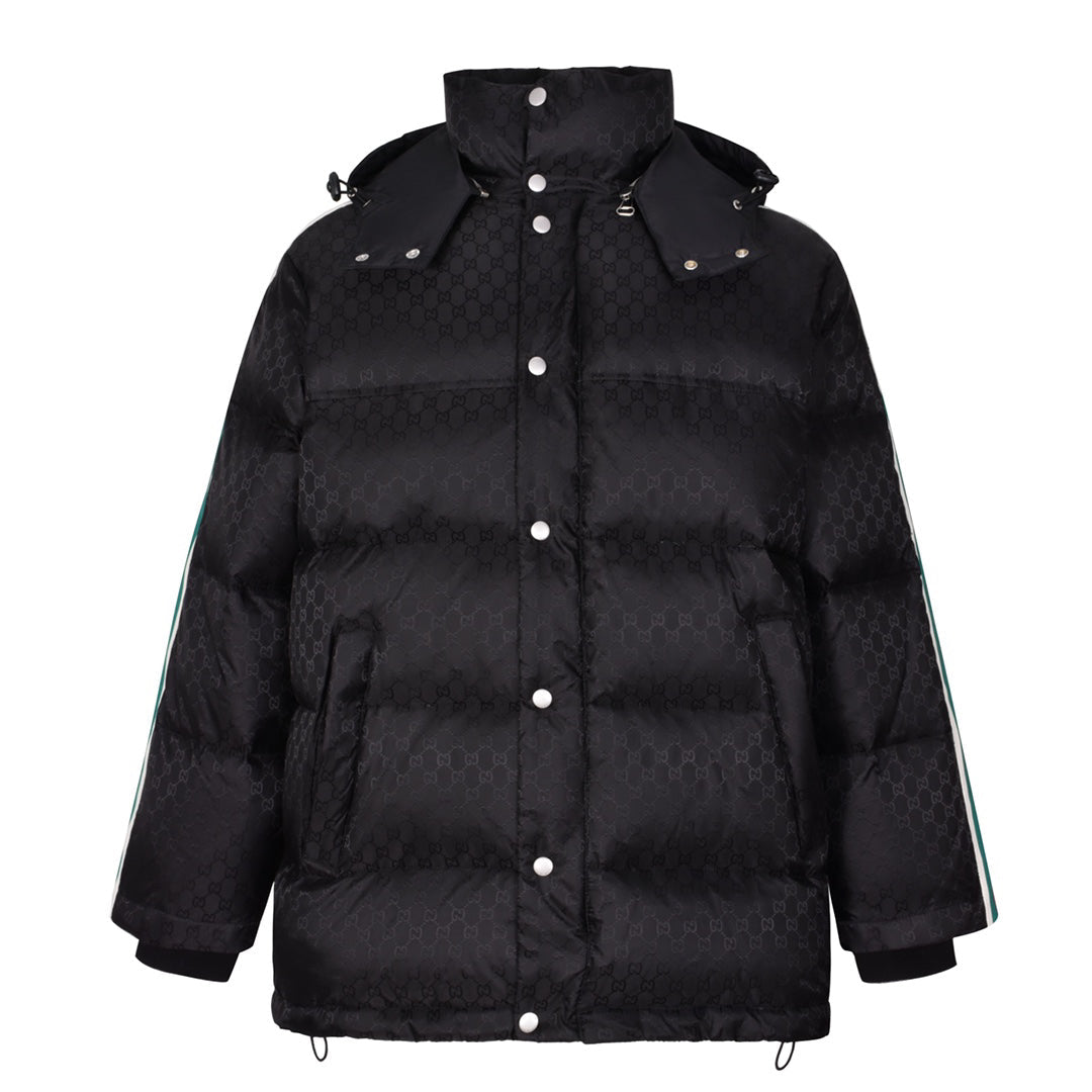 Daunenjacke mit Allover-Print in Rot und Grün