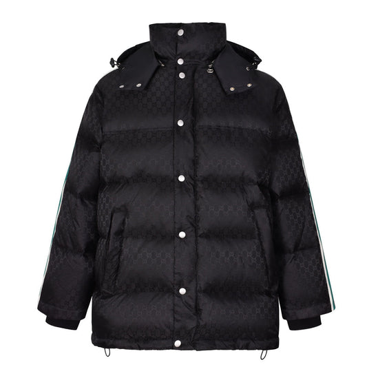 Daunenjacke mit Allover-Print in Rot und Grün