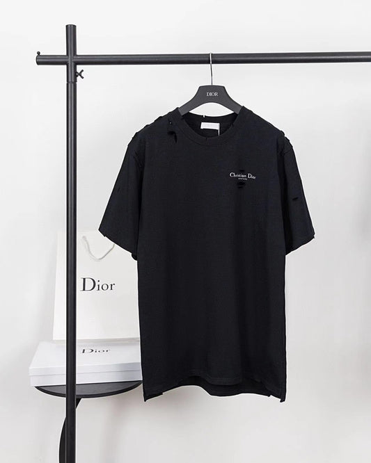 T-shirt à manches courtes et col rond en mousse avec logo en cuir 