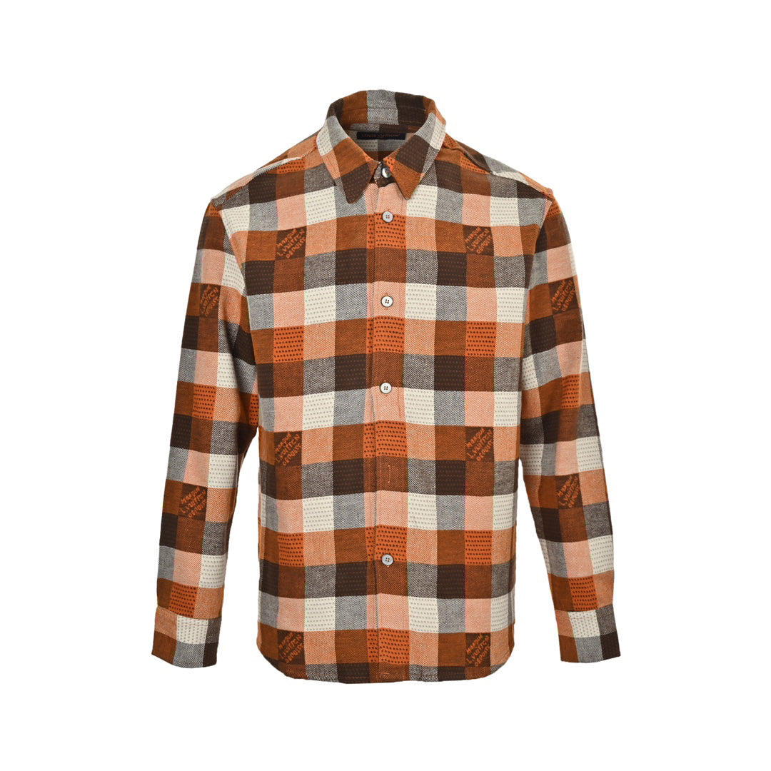 Orangefarbener Jacquard mit Schachbrettmuster