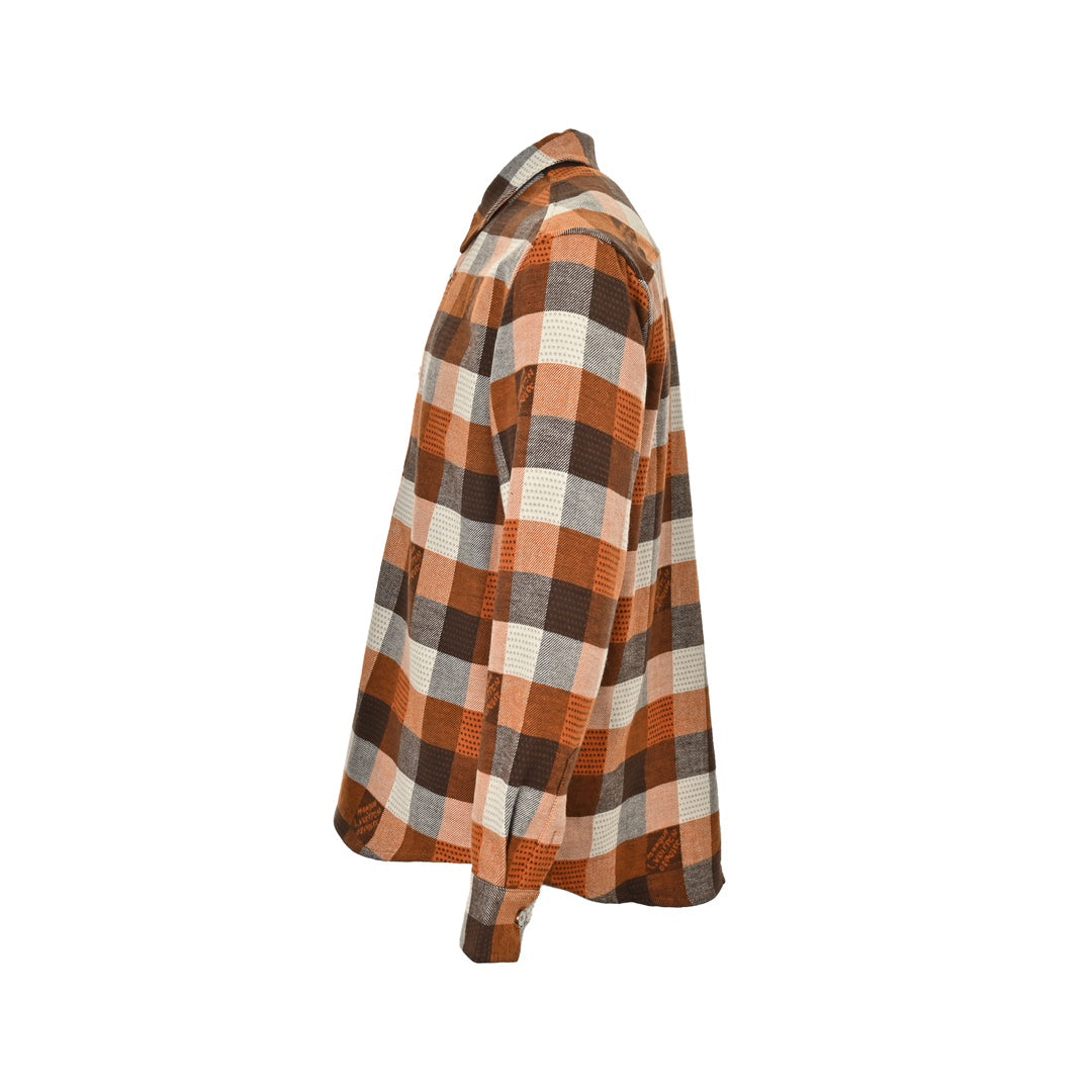 Orangefarbener Jacquard mit Schachbrettmuster