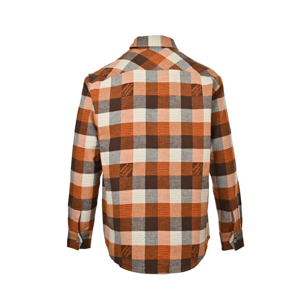 Orangefarbener Jacquard mit Schachbrettmuster
