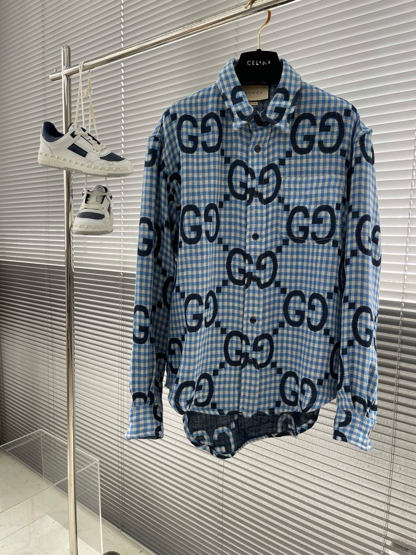 Jacquard-Wollhemd mit Logo