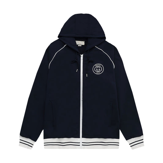 Nouvelle veste à capuche zippée style couple avec logo lettre brodée