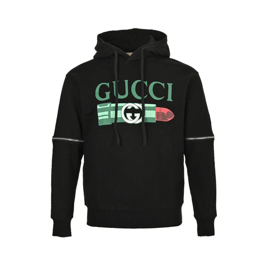 Abnehmbares Kapuzen-Sweatshirt mit Lippenstift-Print an den Ärmeln