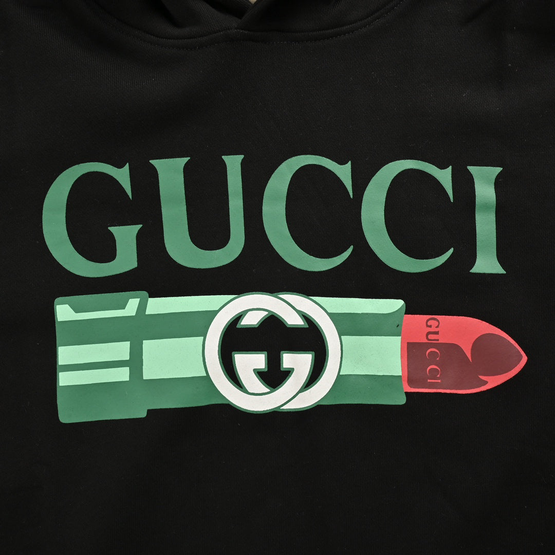 Abnehmbares Kapuzen-Sweatshirt mit Lippenstift-Print an den Ärmeln