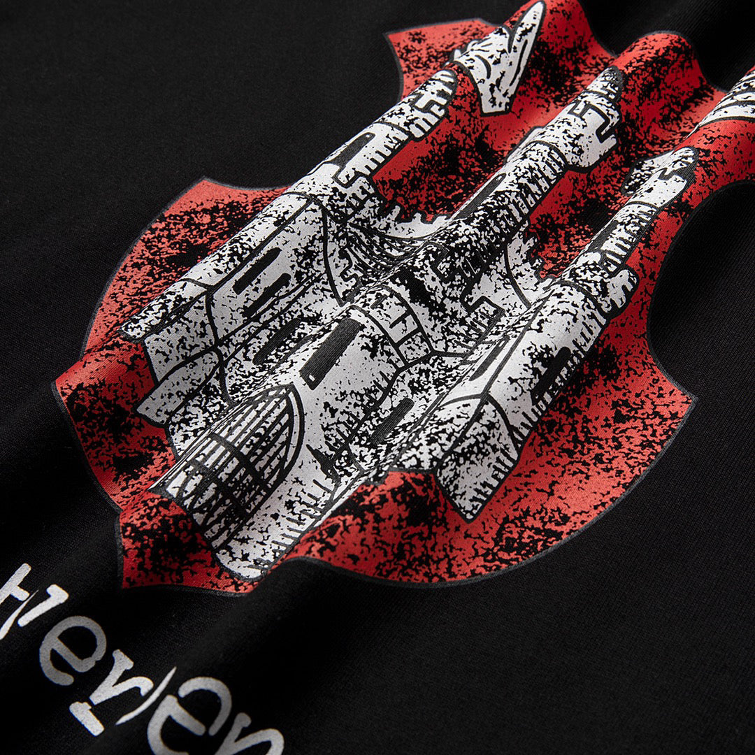 T-shirt à manches courtes avec motif château en détresse
