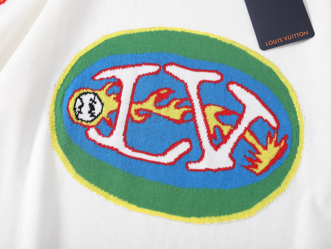 Manches courtes en laine avec lettres circulaires