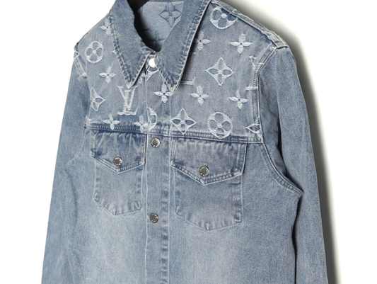 veste en jean imprimée