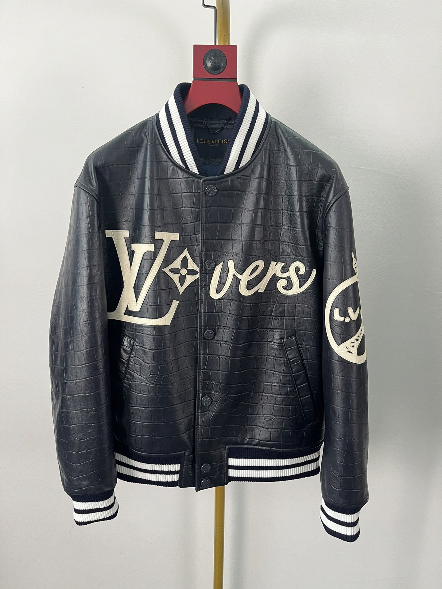 Lederjacke mit Krokodil-Print