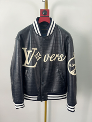 veste en cuir à imprimé crocodile