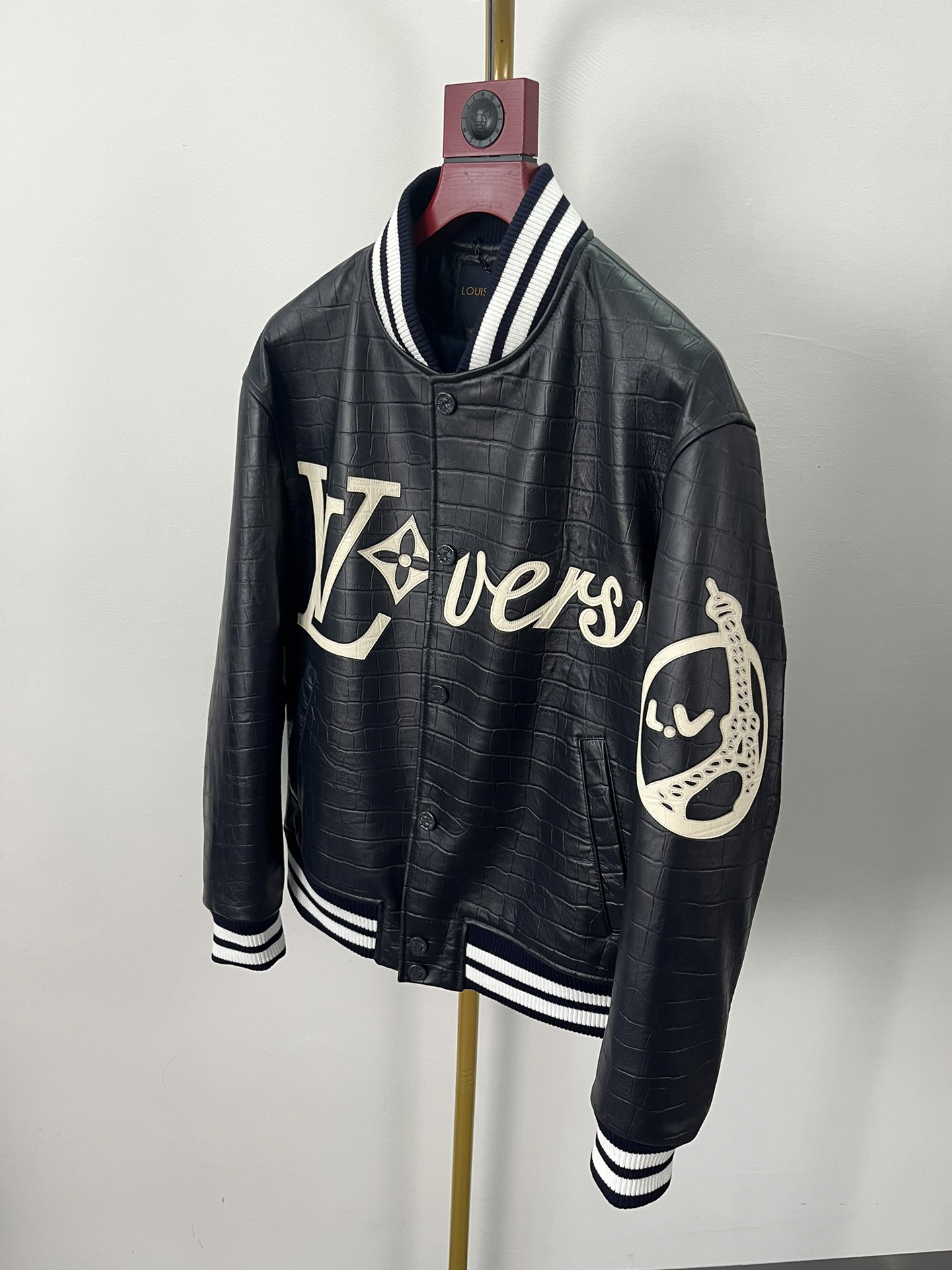 Lederjacke mit Krokodil-Print