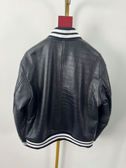 veste en cuir à imprimé crocodile