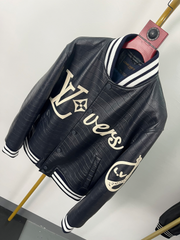 veste en cuir à imprimé crocodile