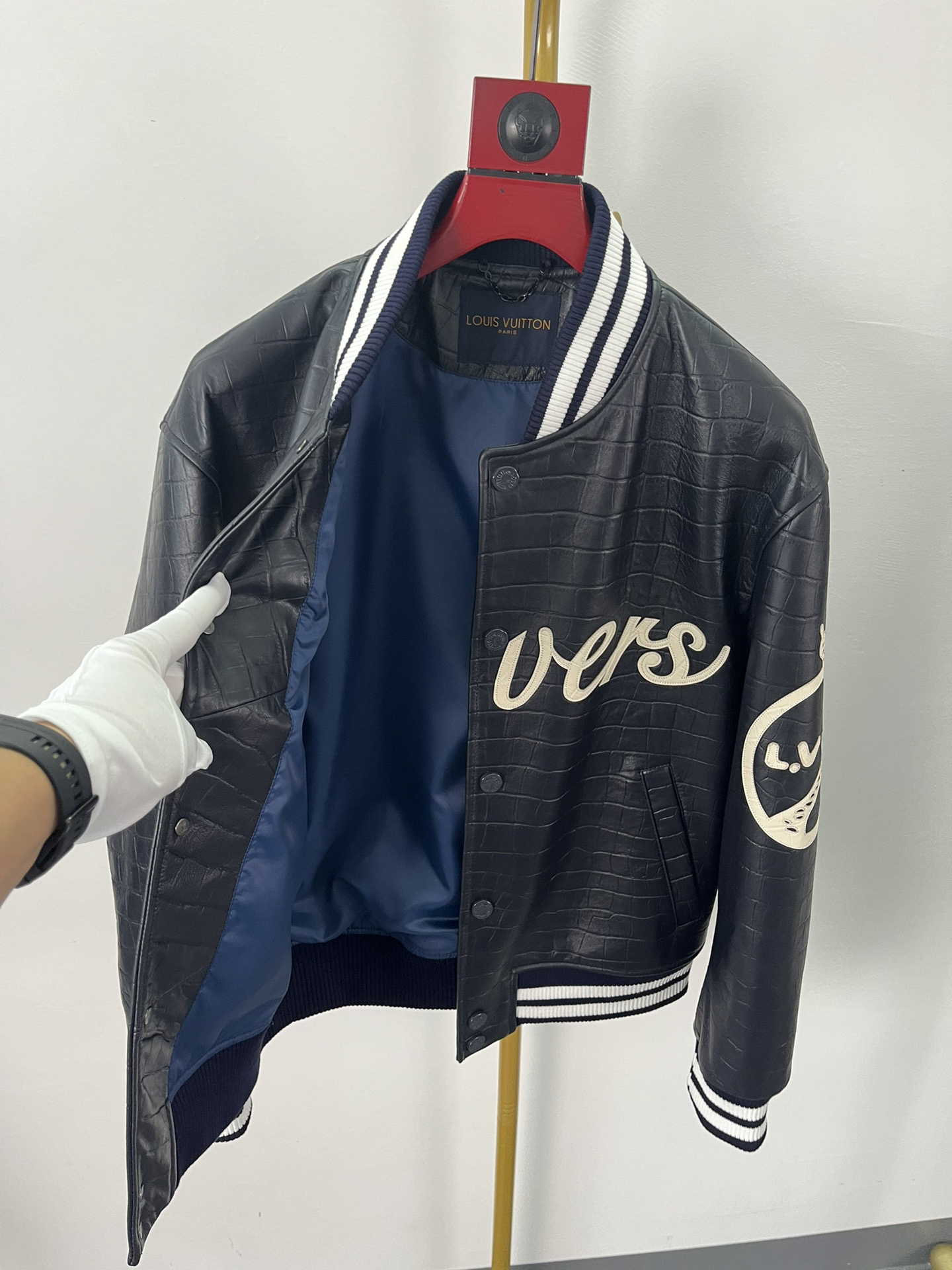 Lederjacke mit Krokodil-Print