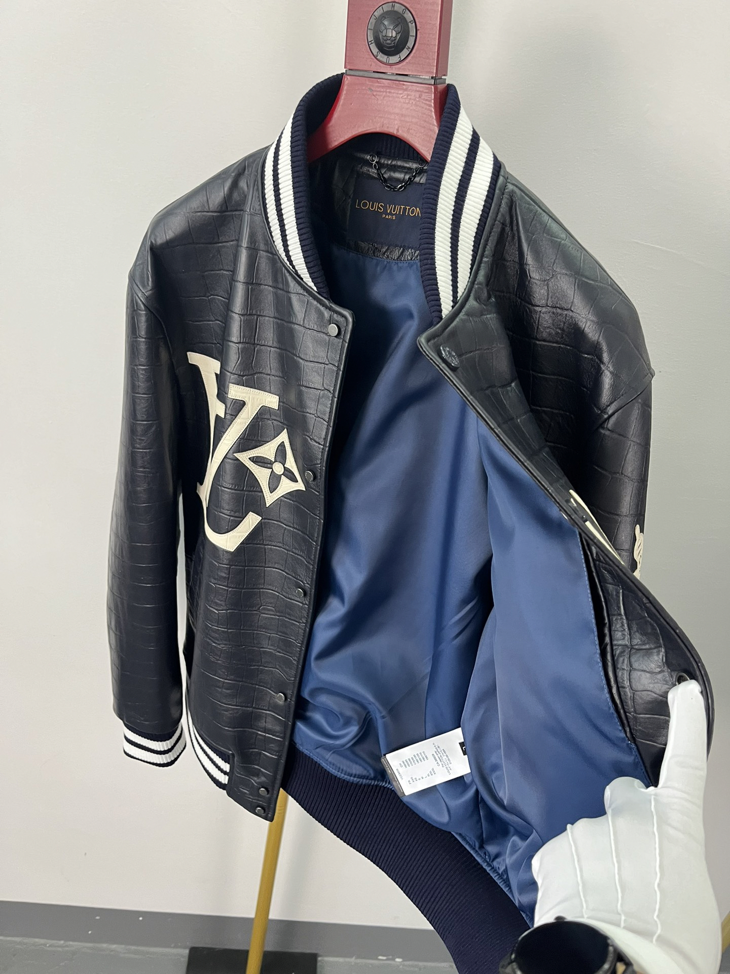 Lederjacke mit Krokodil-Print