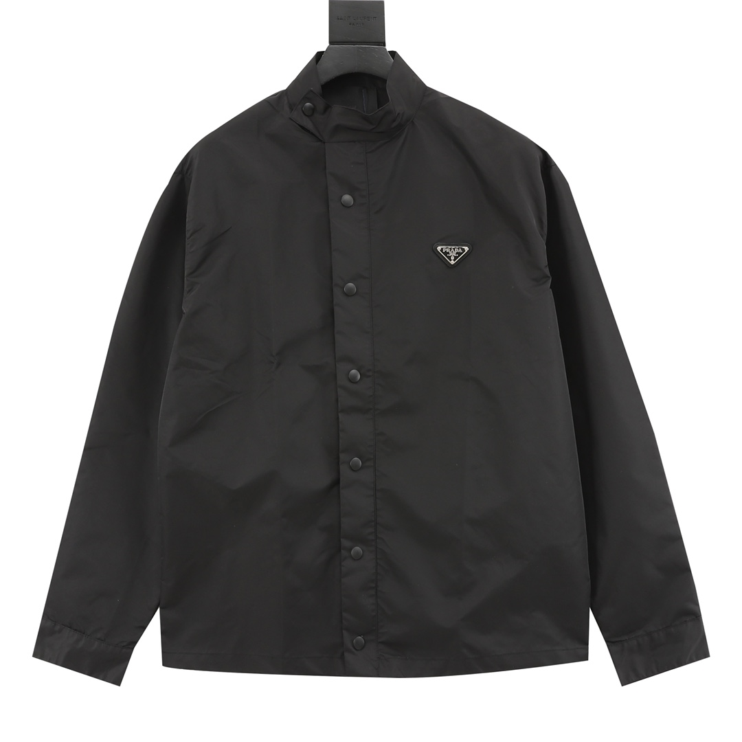Veste chemise en nylon avec logo triangulaire