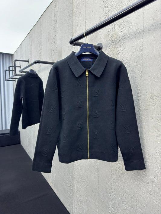 Veste en laine zippée en relief