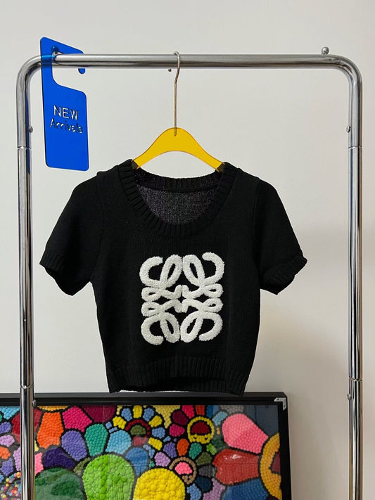 flocked logo sweater