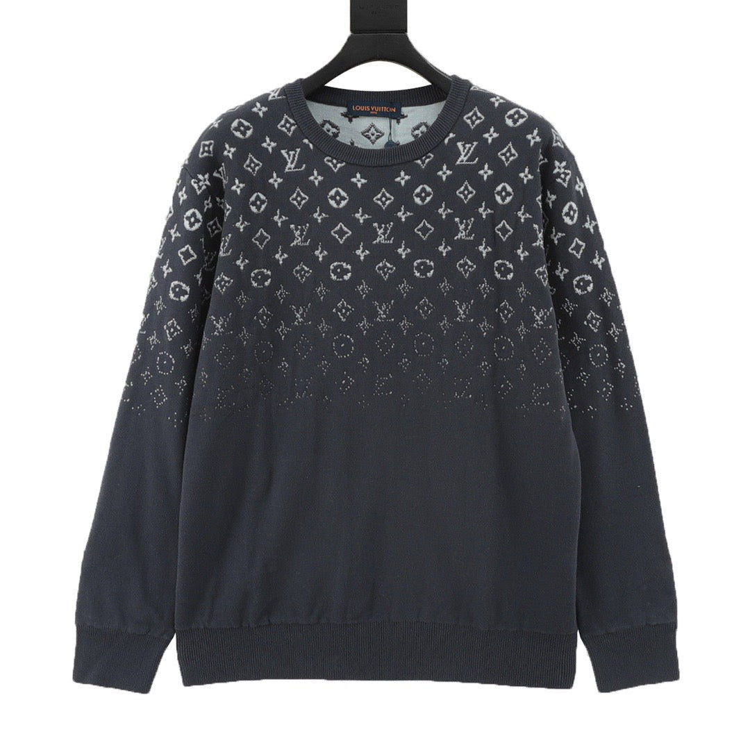 Rundhalspullover mit Sternenhimmel-Farbverlauf und Volldruck 