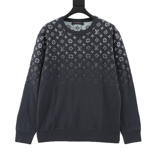 Rundhalspullover mit Sternenhimmel-Farbverlauf und Volldruck 