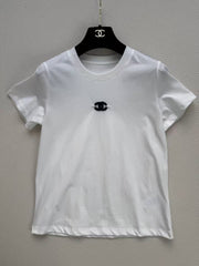 Three-dimensional embroidered Double  velvet T-shirt