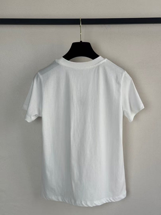 Three-dimensional embroidered Double  velvet T-shirt