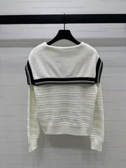Preppy Shawl Collar Knit Long Sleeve Sweater