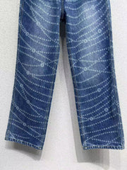 All over printed laser burnt jeans