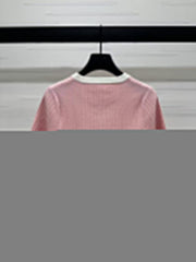 Round neck slim fit knitted short sleeves