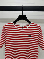 striped knitted short sleeves
