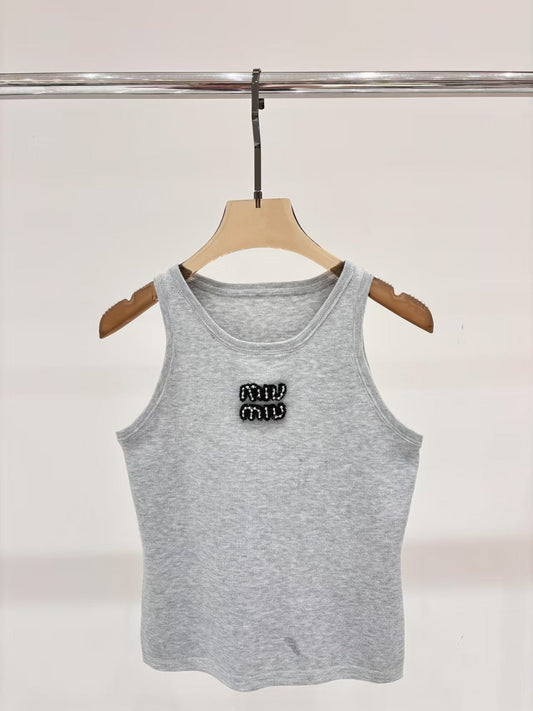 Logo sequined knitted vest