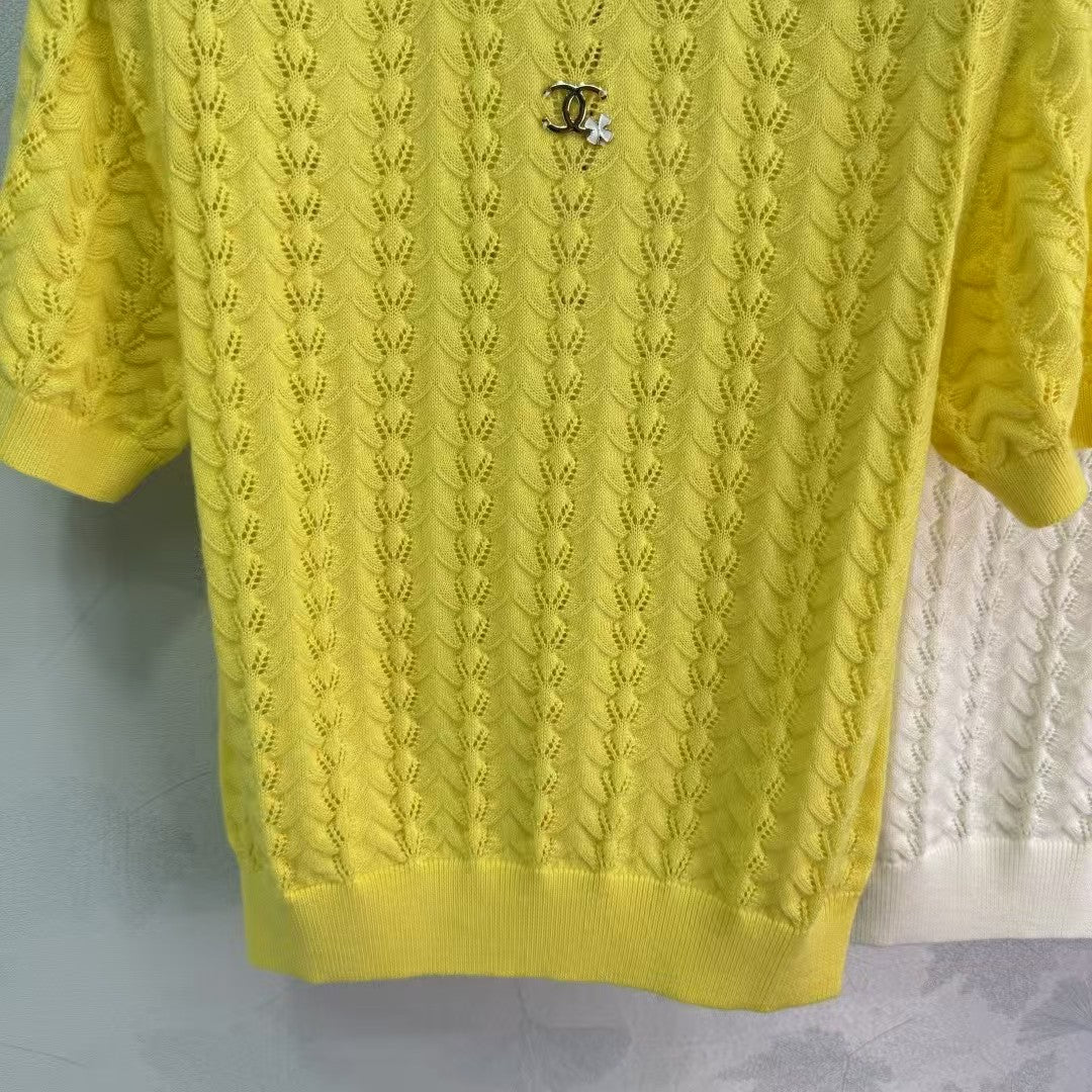 Neue gestrickte Kurzarmpullover für Frühling und Sommer