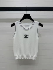 Beaded logo knitted vest