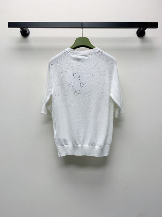 Round neck hollow logo short sleeves