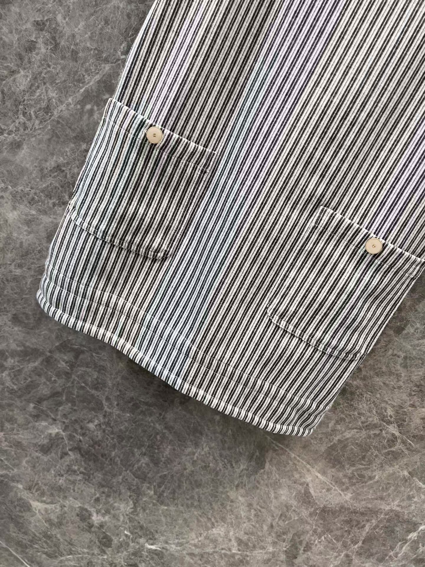 Metallic micro logo striped suspender skirt