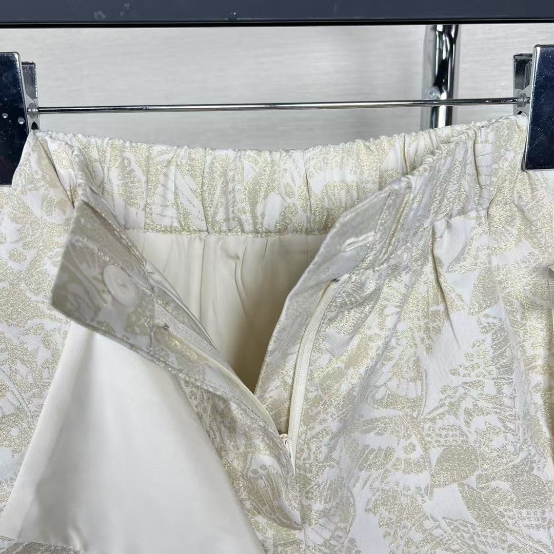 Jupe papillon dorée à taille élastique 25SS