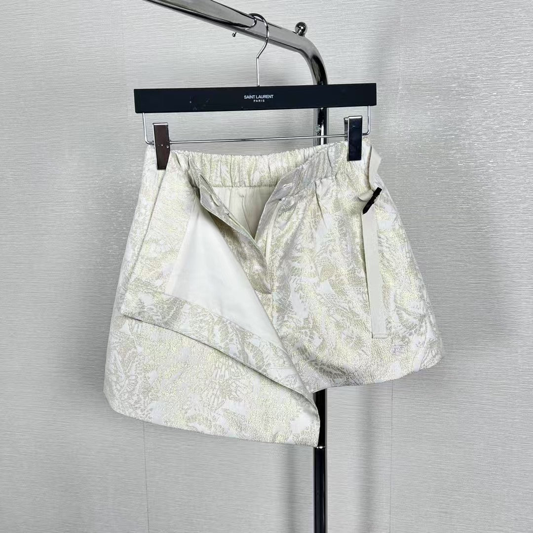 Jupe papillon dorée à taille élastique 25SS