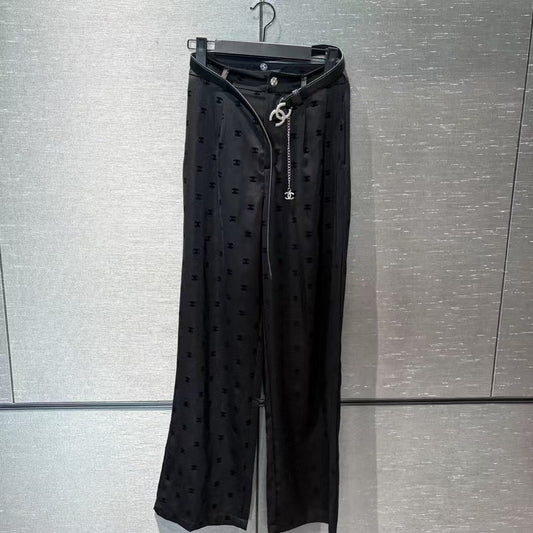 Logo flocked straight-leg track pants